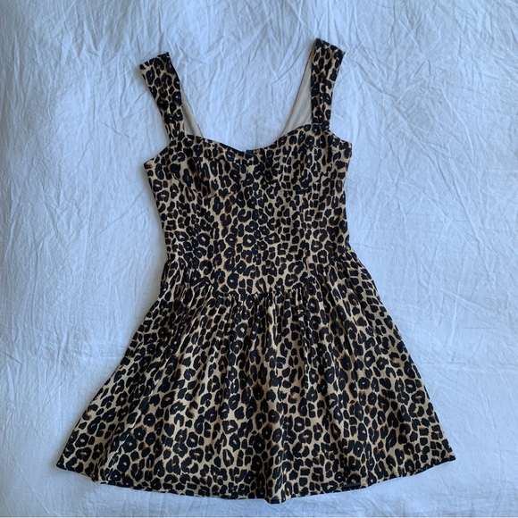 Reformation Taiga Bustier A Line Sleeveless Mini Dress Leo Leopard Cheetah Print - Picture 7 of 13